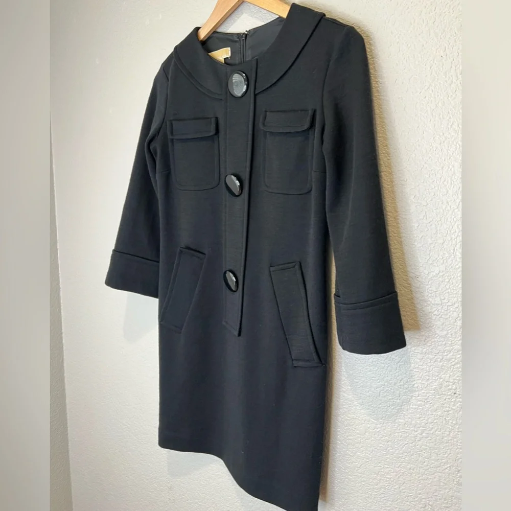 Michael Kors Vintage Black Wool Shift Dress, 2